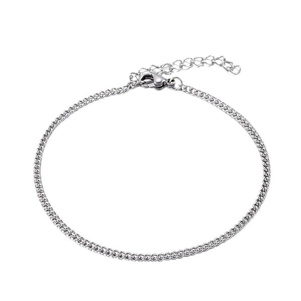 2 mm stainless steel curb chain bracelet