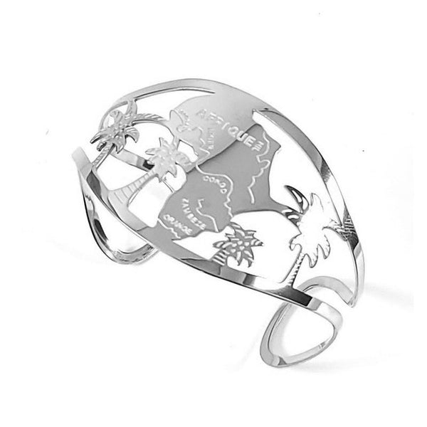Women's bracelet - 316 stainless steel silver with African map motifs