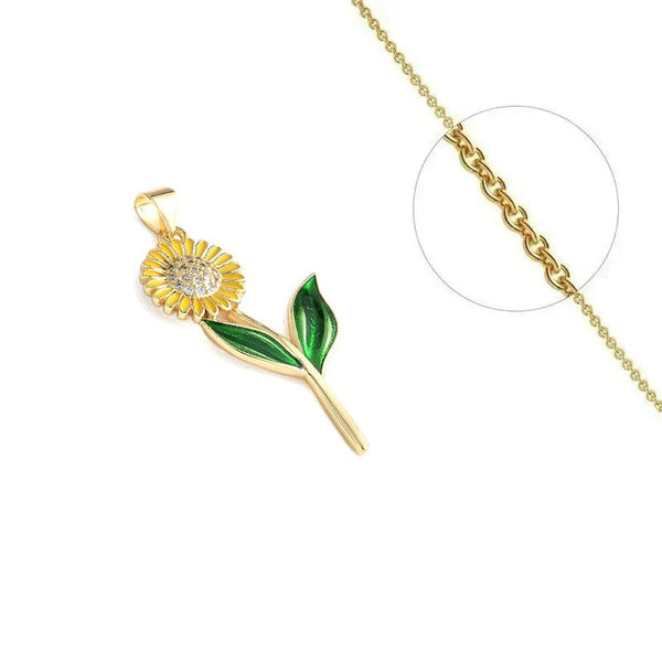 Halskette aus Gold und Emaille-Blumenanhänger mit Zirkonia-Besatz