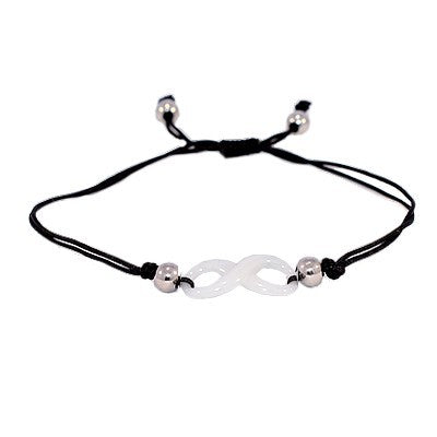 Ceramic cord bracelet for women - White infinity