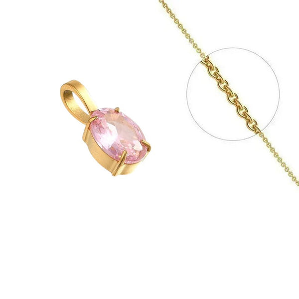 Set aus goldener Halskette und rosa Zirkonia-Solitäranhänger