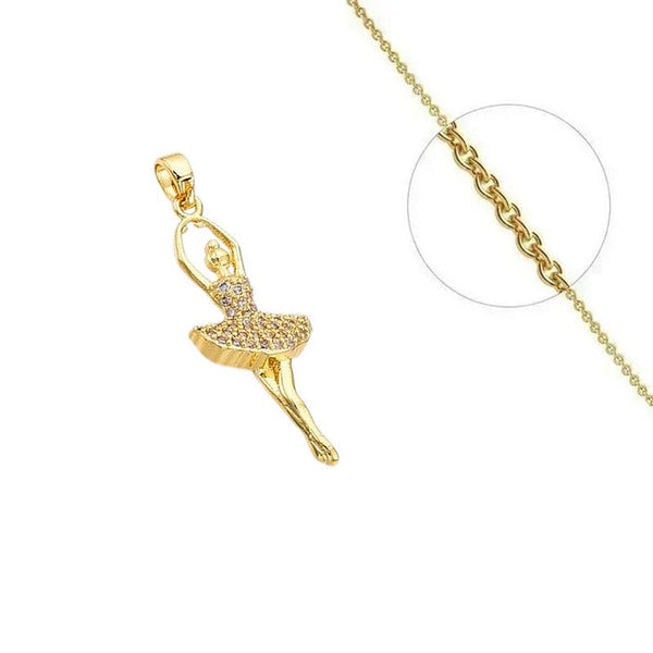 Goldkette und Tänzeranhänger mit Zirkonia