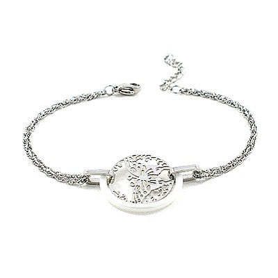 Steel and ceramic bracelet - Butterfly and white ceramic