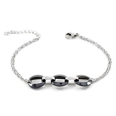 Women's ceramic bracelet - Multitude of anthracite circles