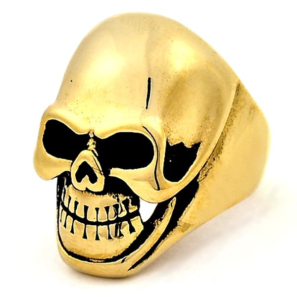 316 Stahlring - Goldfarbe - Totenkopf