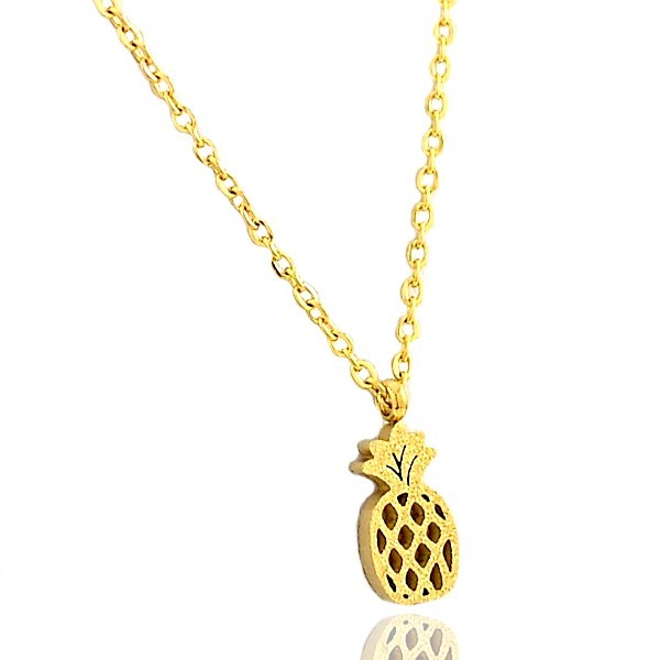Women's steel necklace - Gold color - Pineapple pendant