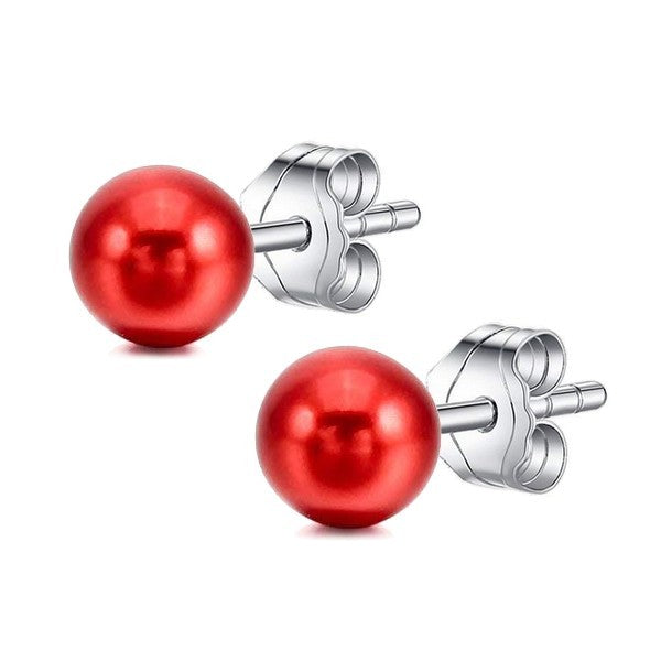 Ceramic earrings - Studs - Red color