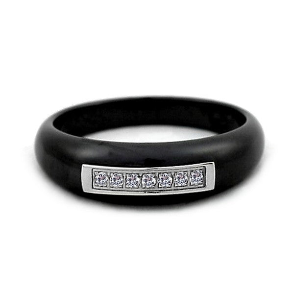 Ceramic ring - Anthracite color - Rhinestone lines