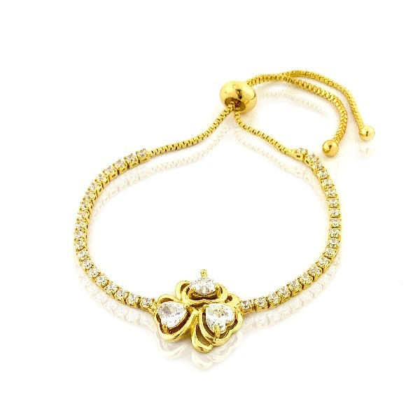 Flexibles Damenarmband - Kleine durchbrochene Herzen mit weißen Strasssteinen