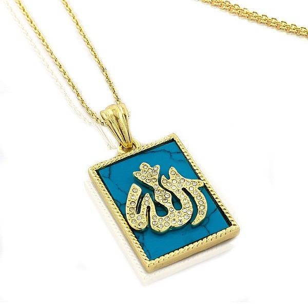 Damen Halskette - Orientalischer Stil - Blauer Strass Anhänger