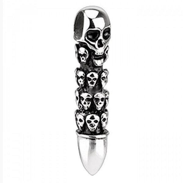 316 Steel Silver Gothic Rock or Biker Pendant - Multitude of Skulls
