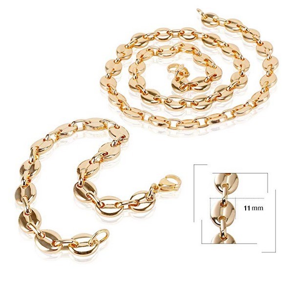 Men's Jewelry Set - Coffee Bean (11mm) - Gold Color