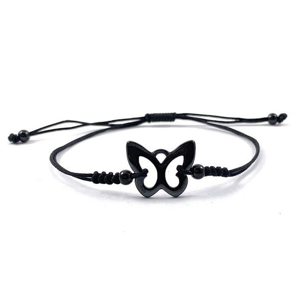 Ceramic cord bracelet - Black butterfly