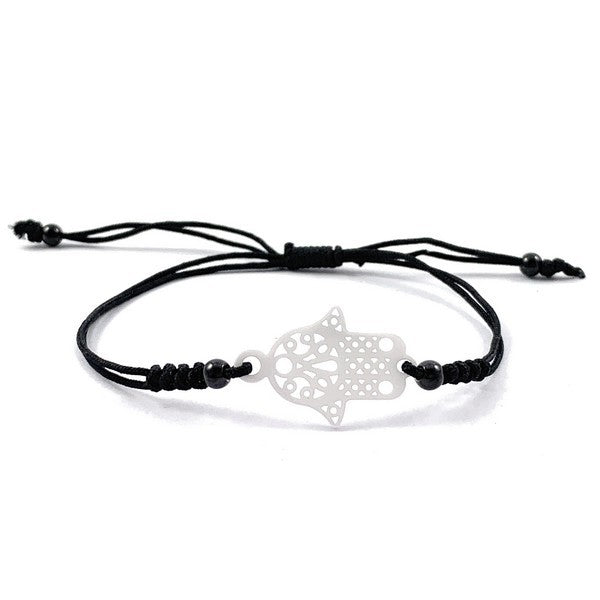 Ceramic cord bracelet - Hand of Fatima - white ceramic