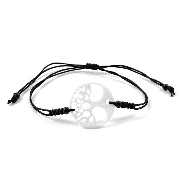 Ceramic cord bracelet - White tree of life