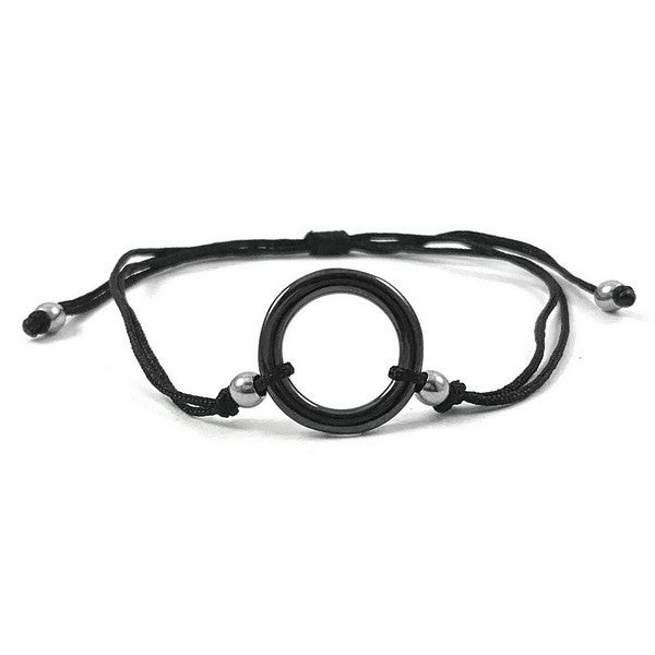 Ceramic cord bracelet for women - Black circle