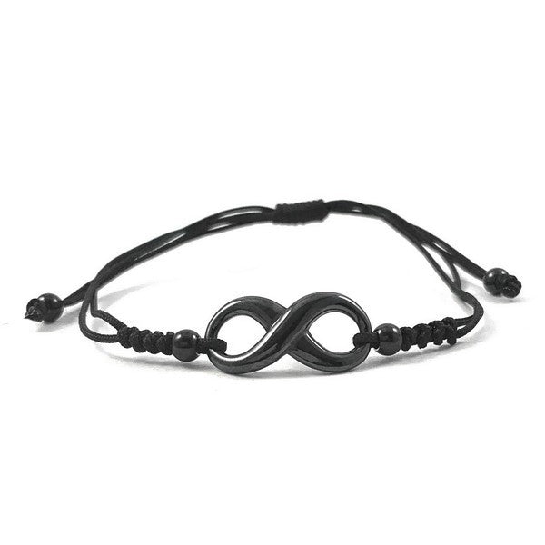 Ceramic cord bracelet for women - Black infinity