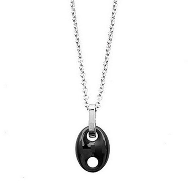 Women's ceramic steel necklace - Black coffee bean