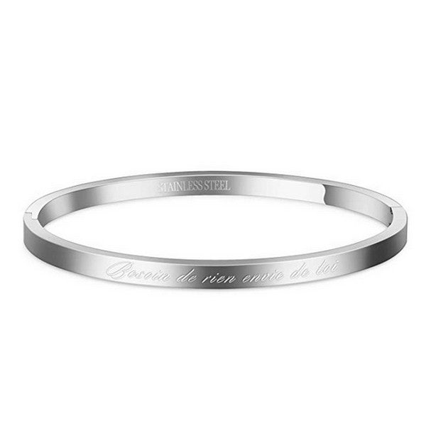 Women's steel message bracelet - Silver color - 'Need nothing, want you'