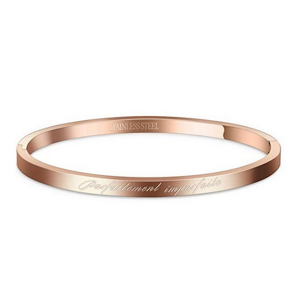 Women's steel message bracelet - Rose gold color - 'Perfectly imperfect'