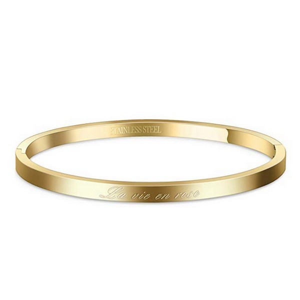 Women's steel message bracelet - Gold color - 'La vie en rose'