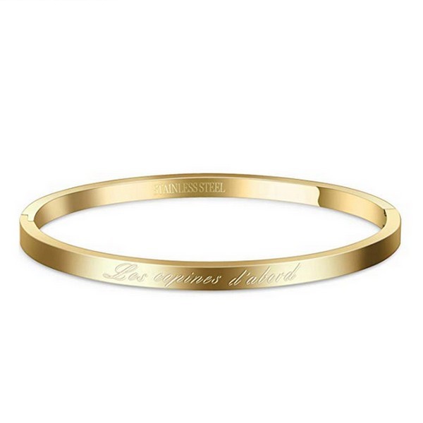 Women's steel message bracelet - Gold color - 'Girlfriends first'