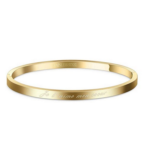 Women's steel message bracelet - Gold color - 'I love you my heart'