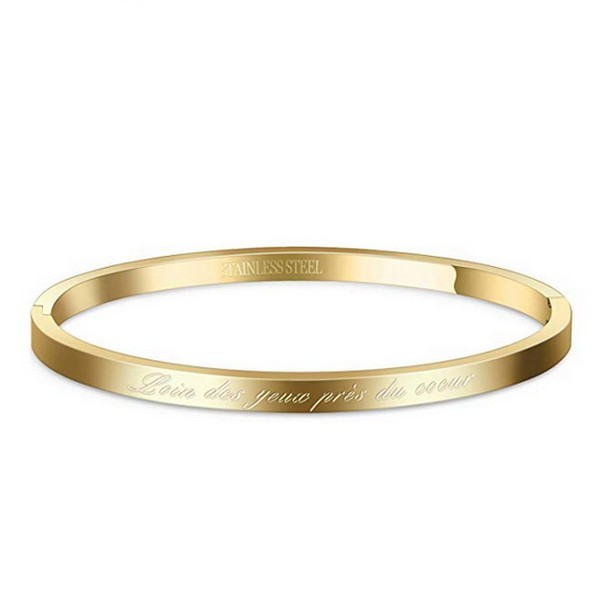 Women's steel message bracelet - Gold color - 'Out of sight, close to the heart'