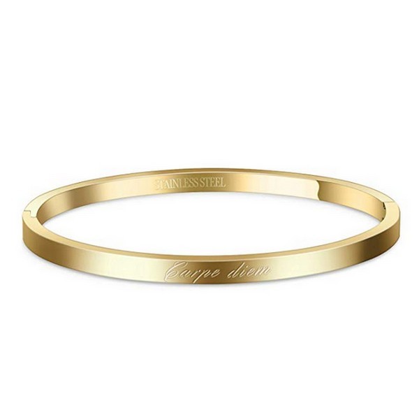Women's steel message bracelet - Gold color - 'Carpe diem'