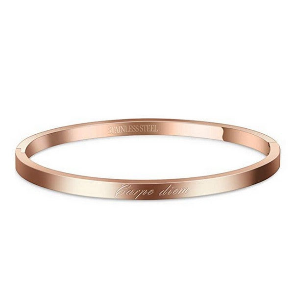 Women's steel message bracelet - Rose gold color - 'Carpe diem'