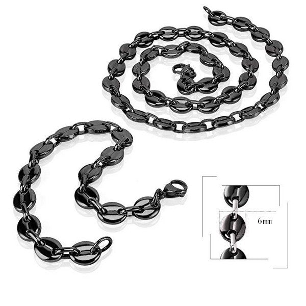 Men's Jewelry Set - Coffee Bean (6mm) - Anthracite Color