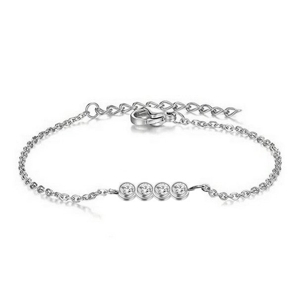 316 Steel Bracelet - Silver Rhinestone Line