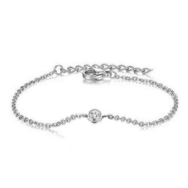 316 Steel Bracelet - Silver Solitaire