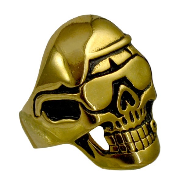316 Stahlring - Goldfarbe - Soldatenschädel