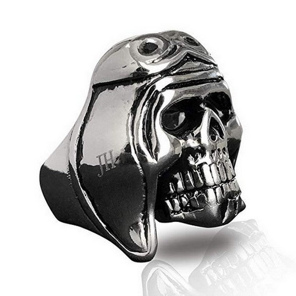 Ring aus 316er Stahl – Farbe Silber – Aviator-Initiale JH (Johnny Halliday)