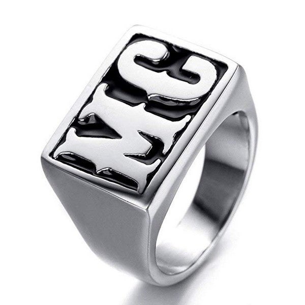 316 steel ring - Silver color - Initial MC "Moto Club"