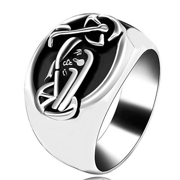 316 steel ring - Silver color - Chiseled motorcycle