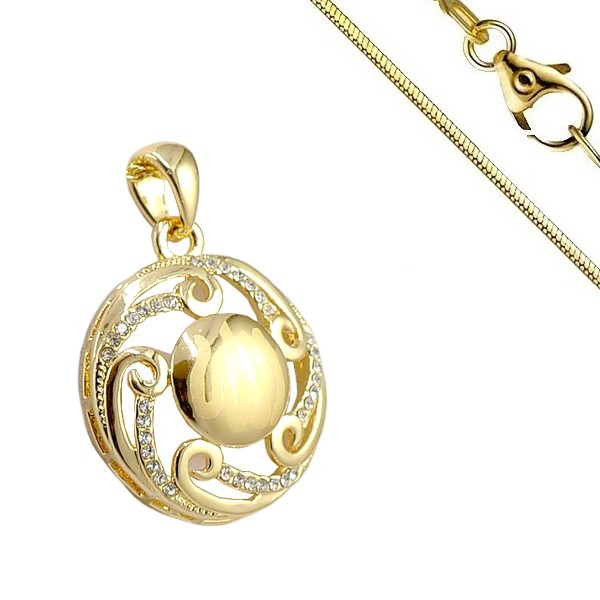 Damen Halskette - Orientalischer Schmuck - Weißer CZ-Kreis