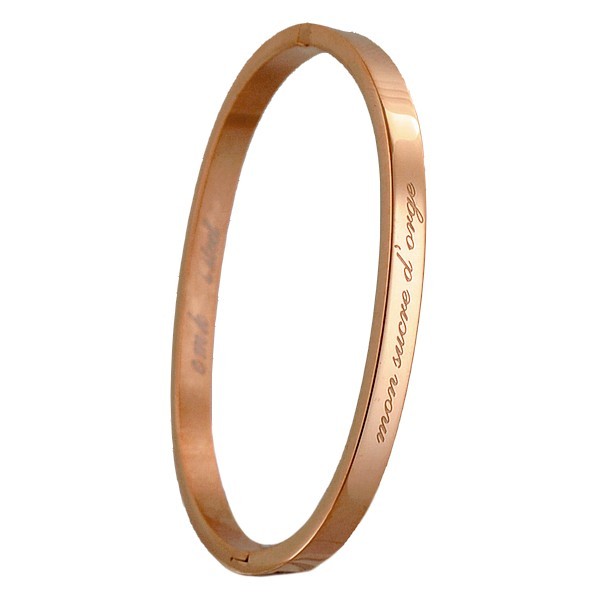 Children's steel message bracelet - Rose gold color - engraving 'My barley sugar'
