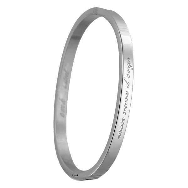 Children's steel message bracelet - Silver color - engraving 'My barley sugar'