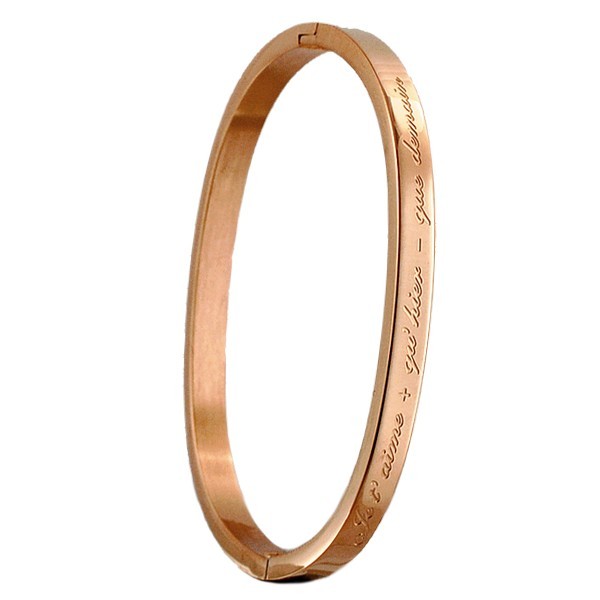 Children's steel message bracelet - Rose gold color - engraving 'I love you more than yesterday - more than tomorrow'