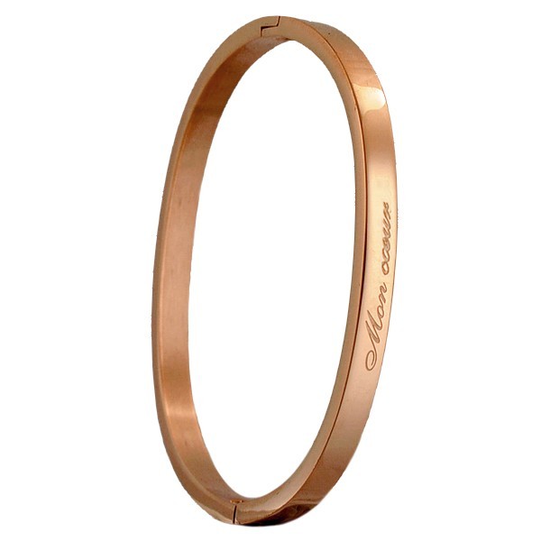 Children's steel message bracelet - Rose gold color - engraving 'My heart'