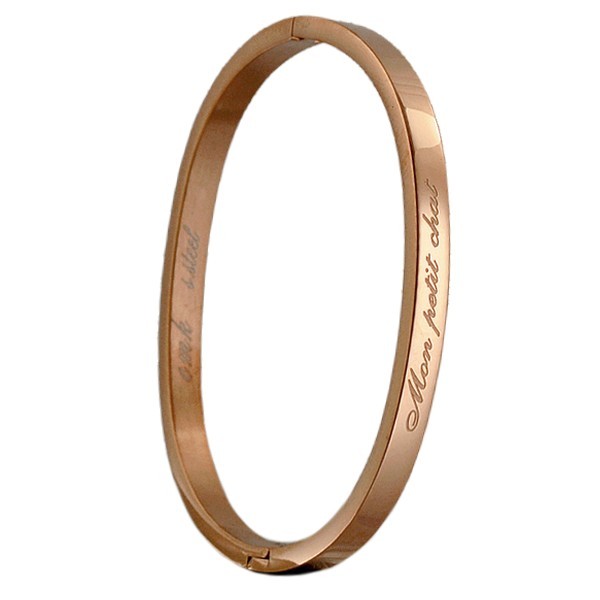 Children's steel message bracelet - Rose gold color - engraving 'My little cat'