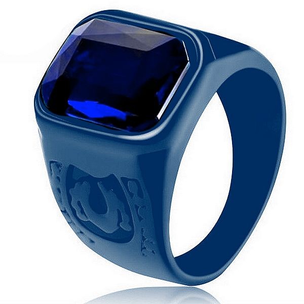 Men's ring - 316 steel - Blue stone