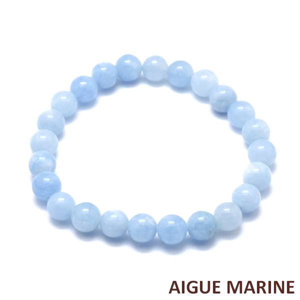 Bracelet for men or women - 6 mm natural stone - Aquamarine