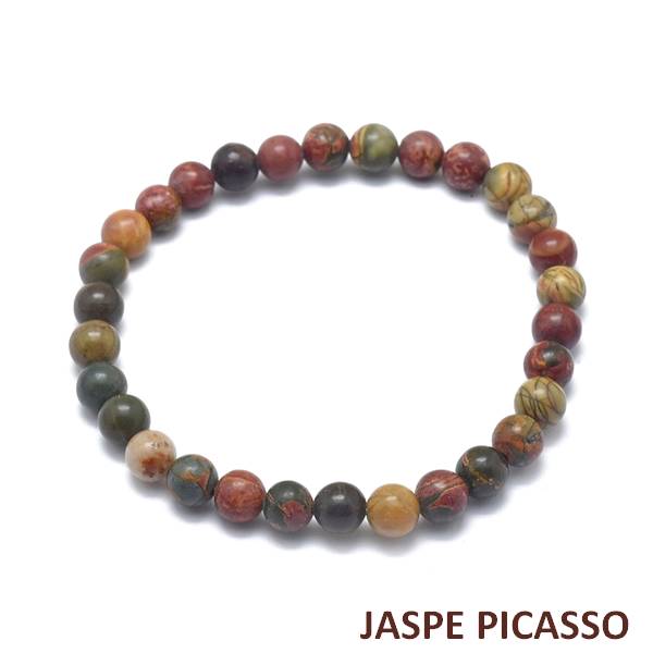 Bracelet for men or women - 6 mm natural stone - Picasso Jasper