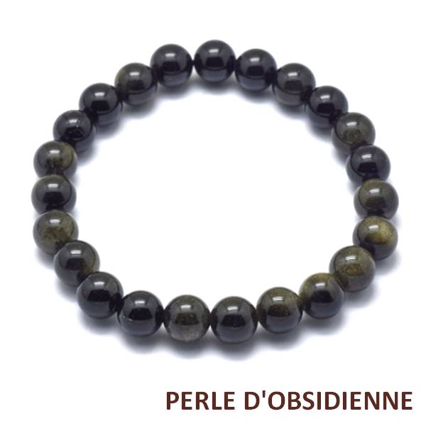 Bracelet for men or women - 6 mm natural stone - Obsidian