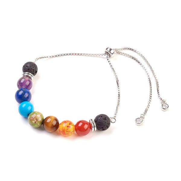 Men's or women's sliding bracelet - natural stone - 7 Chakras