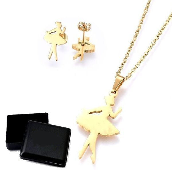 Gold Dancer Necklace &amp; Earrings Set
