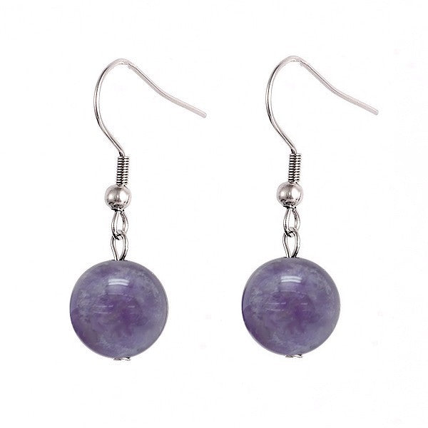 Tropfenohrringe aus Edelstahl mit natürlichem Amethyststein